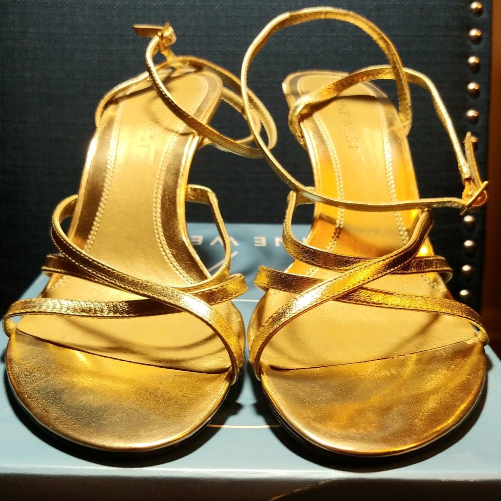 Nine West Ankle Strap Heel Brushed Gold Farideh